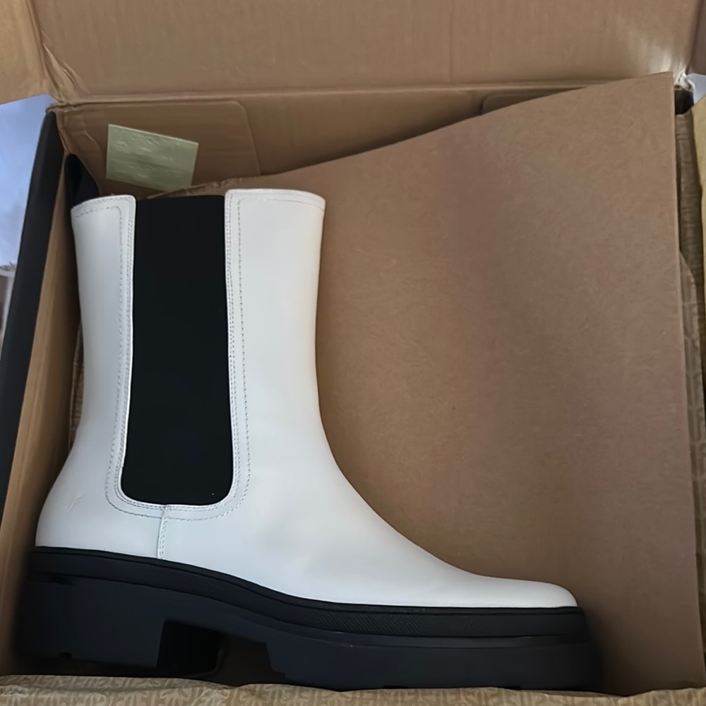 Frye White and Black Ankle Boots